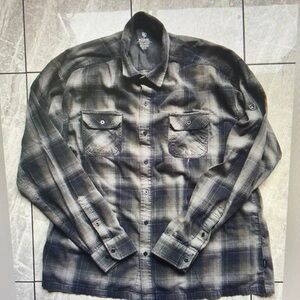 Black and Gray Plaid Button-Up Shirt